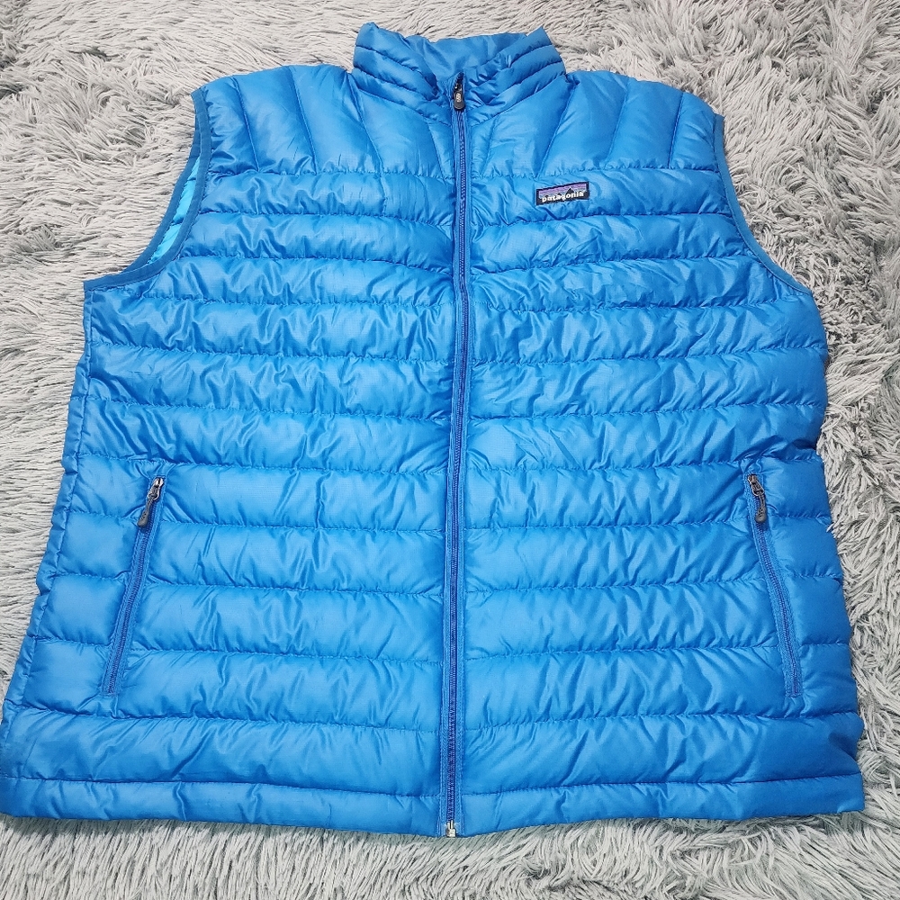 Patagonia Full Zip Puffer Vest Blue Goose Down Men’s Size XL